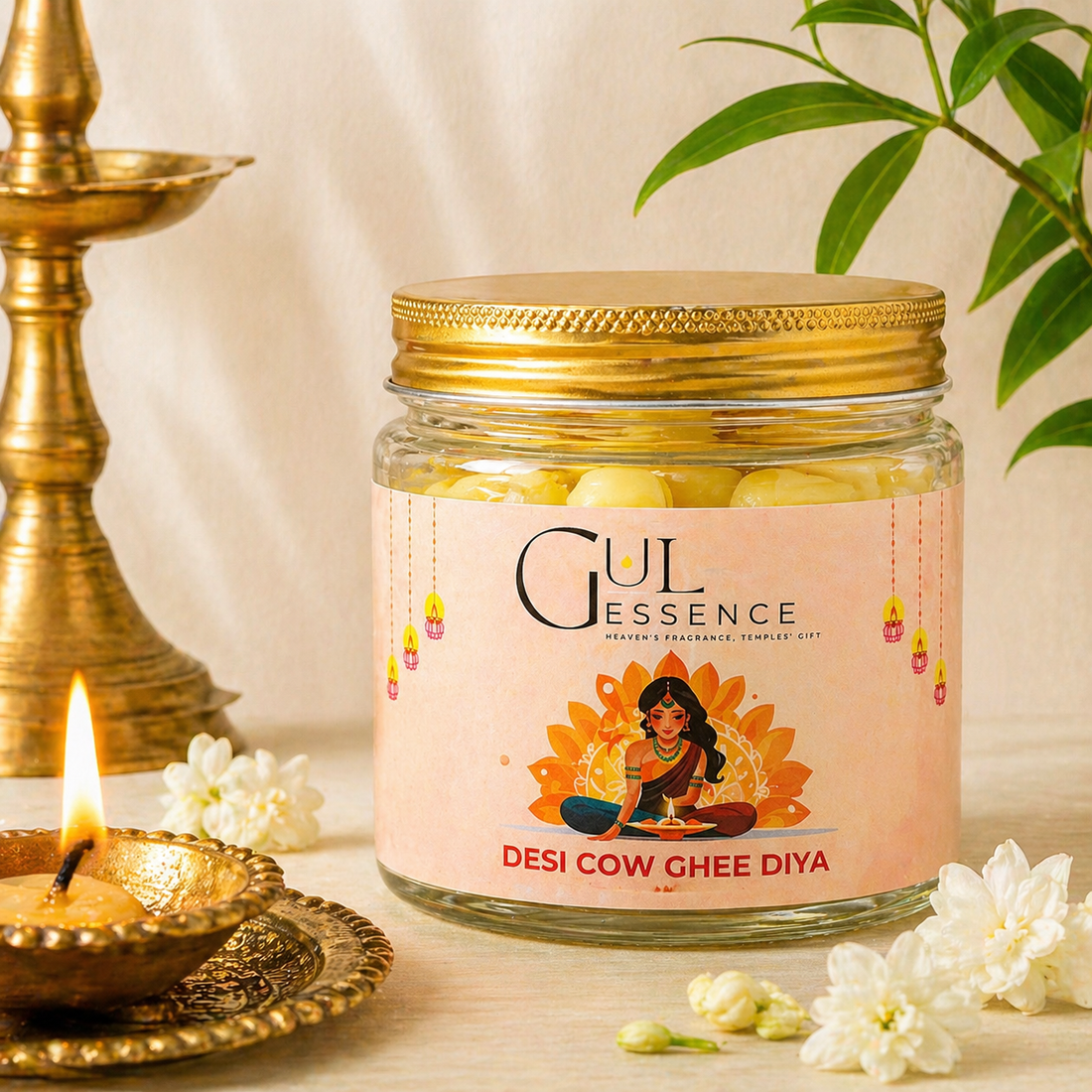 Desi Cow 40 Ghee Wick for Pooja | Gulessence - Gulessence
