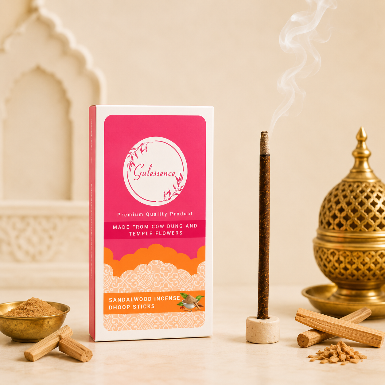 Sandalwood Dhoop Sticks | Bamboo less Dhoop Sticks | Gulessence