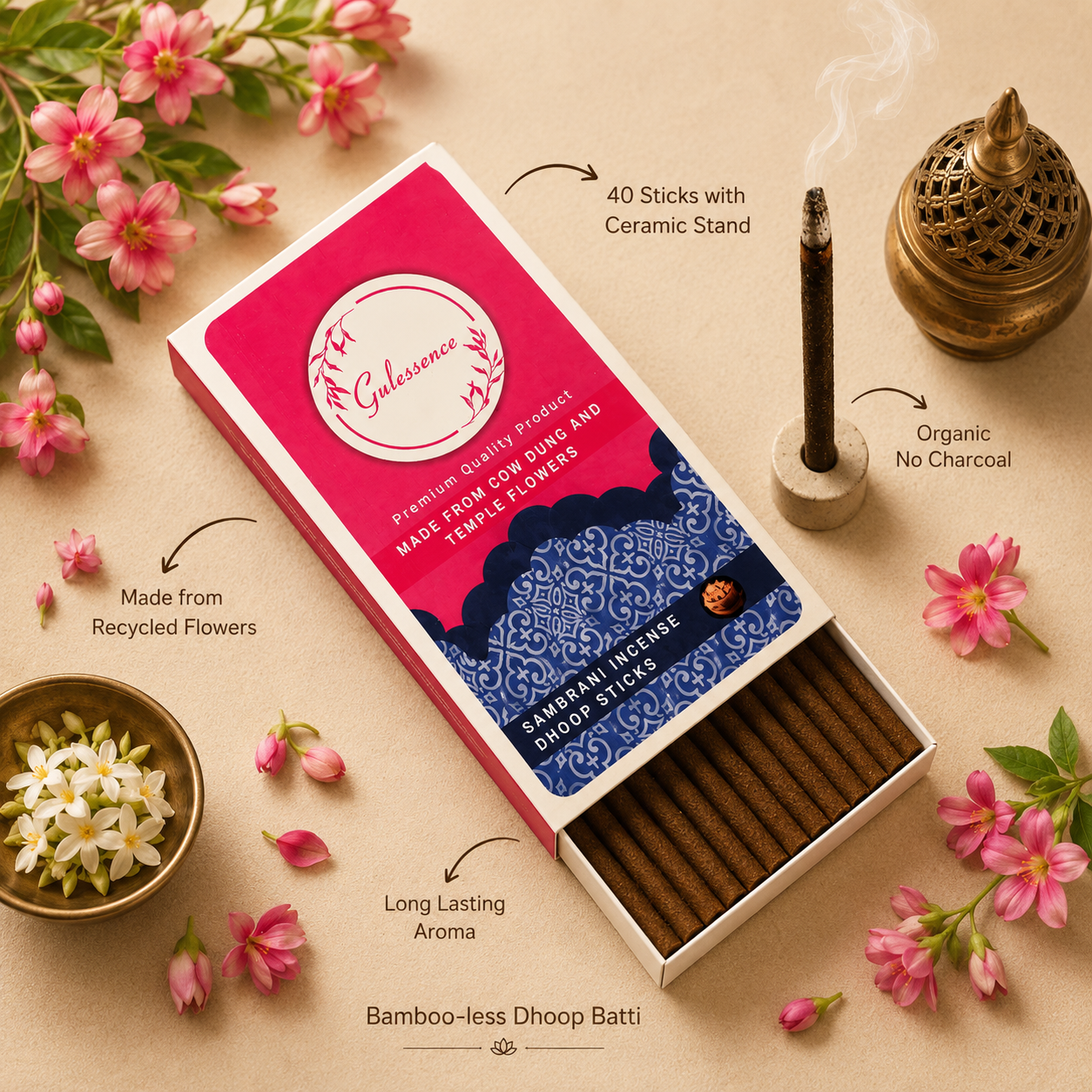 Sambrani Dhoop Sticks | Bamboo less Dhoop Sticks | Gulessence