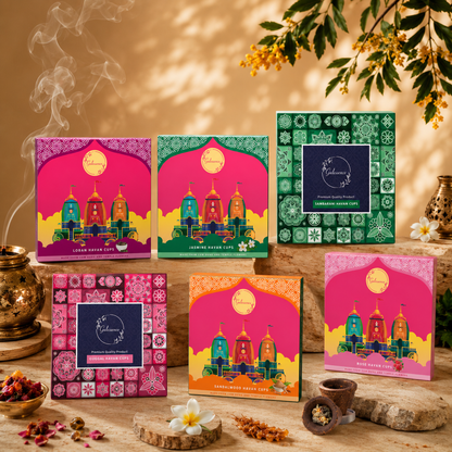 Gulessence Pack of 6 Organic - Jasmine,Sandal, Sambrani, Guggal, Loban ,Rose Havan Cups