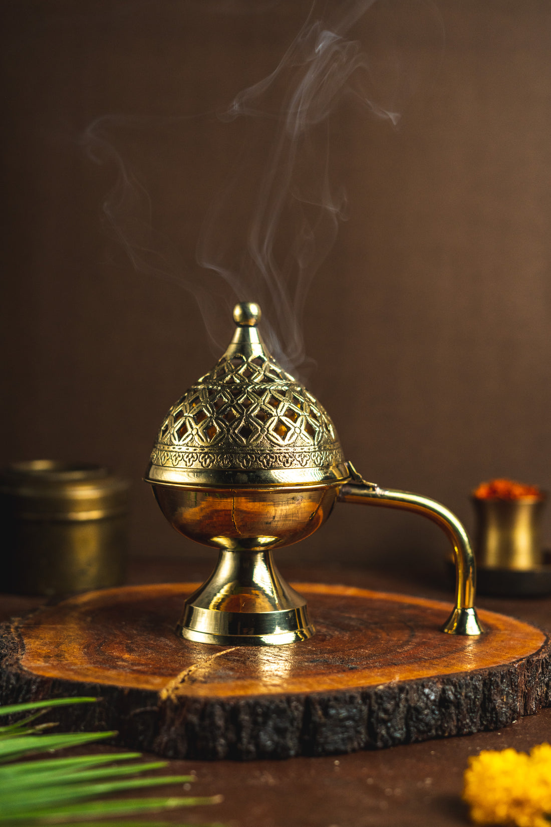 Jasmine Havan Cups & Brass Dhooni | Made from Cow dung & Temple Flower   |Gulessence - Gulessence