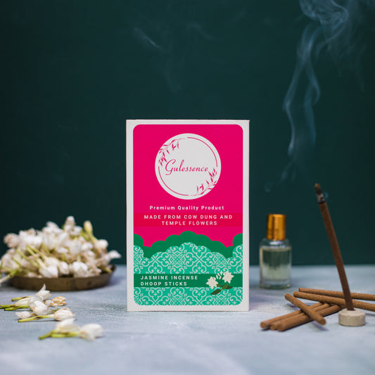 Jasmine Bamboo Less Dhoop Sticks | Made from Cow dung & Temple Flower | Gulessence - Gulessence