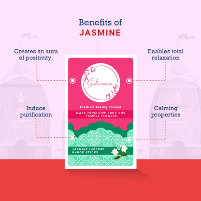 Jasmine Bamboo Less Dhoop Sticks | Made from Cow dung &amp; Temple Flower | Gulessence - Gulessence