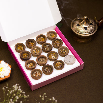 Rose Havan cup & Jasmine Dhoop Sticks - Made from Cowdung & Temple Flowers | Combo Boxes | Gulessence - Gulessence