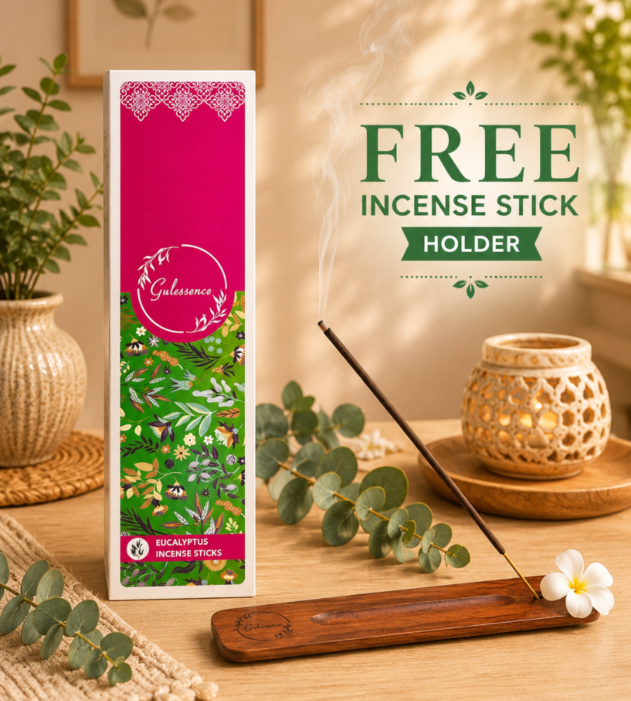 Eucalyptus Incense Sticks With Free Incense Holder| Made from Temple Flower | Gulessence