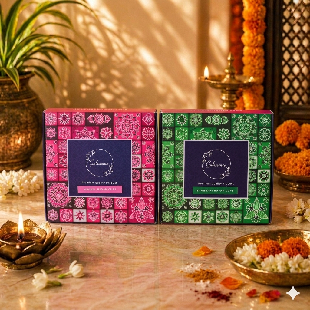 Gulessence Sambrani , Guggal Havan Cups | Pack of 2 - Gulessence