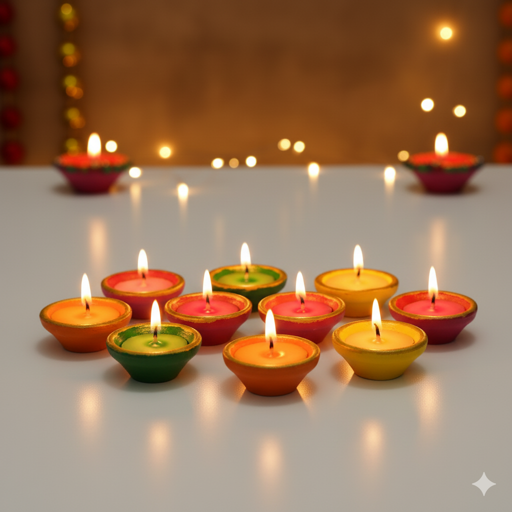 Aroma Wax Colorful  Diya -Pack of 8