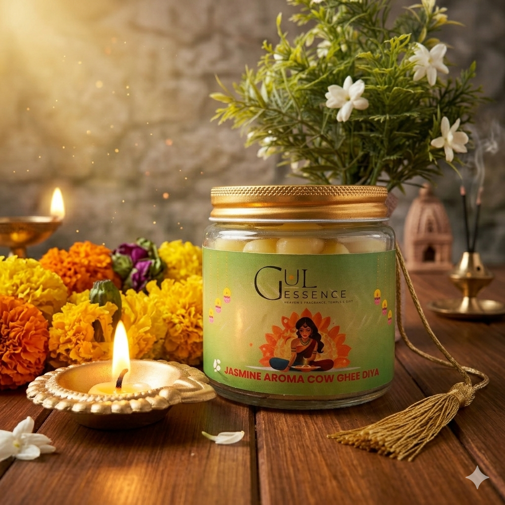 Desi Cow 40 Ghee Wick for Pooja – Jasmine Aroma | Gulessence - Gulessence