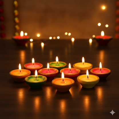 Aroma Wax Colorful  Diya -Pack of 8