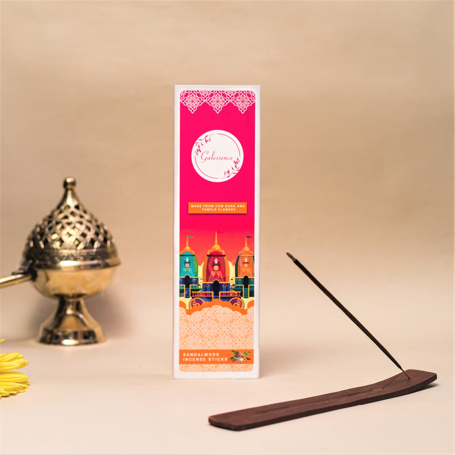 Sandalwood Incense Sticks |  Made from Cow dung &amp; Temple Flower | Gulessence - Gulessence