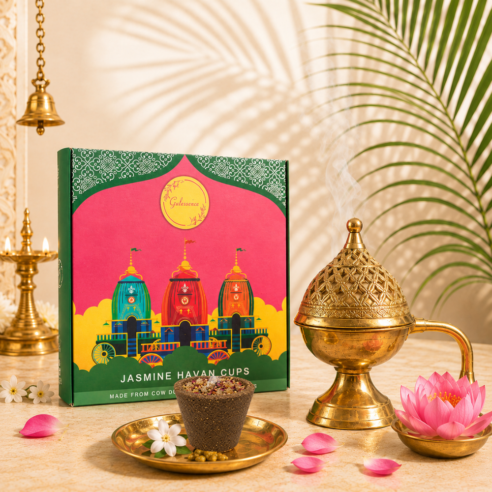 Gulessence Jasmine Havan Cups &amp; Brass Dhooni 