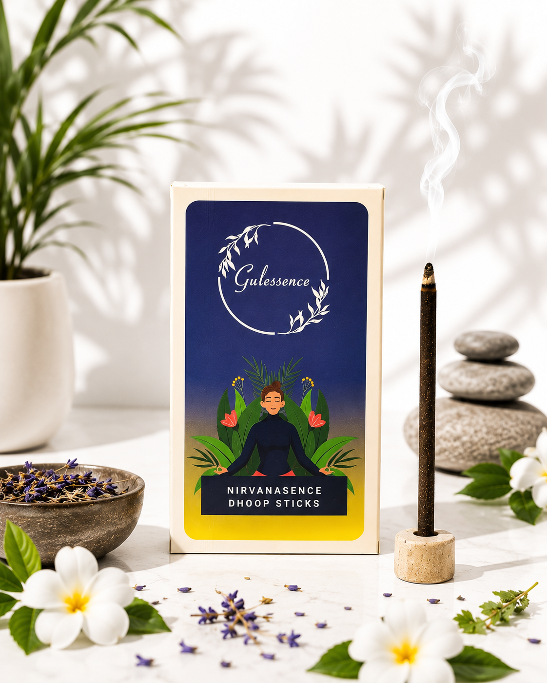 Gulessence Nirvanasence Bambooless Dhoop Sticks made from natural ingredients with a long-lasting calming fragrance