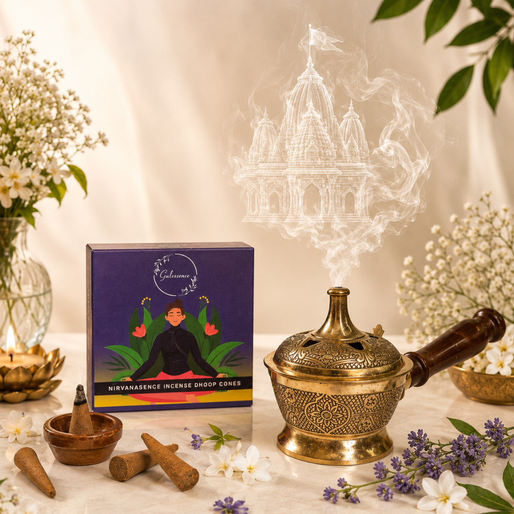 Gulessence Nirvanasence Dhoop Cones &amp;amp; Brass Dhooni Combo