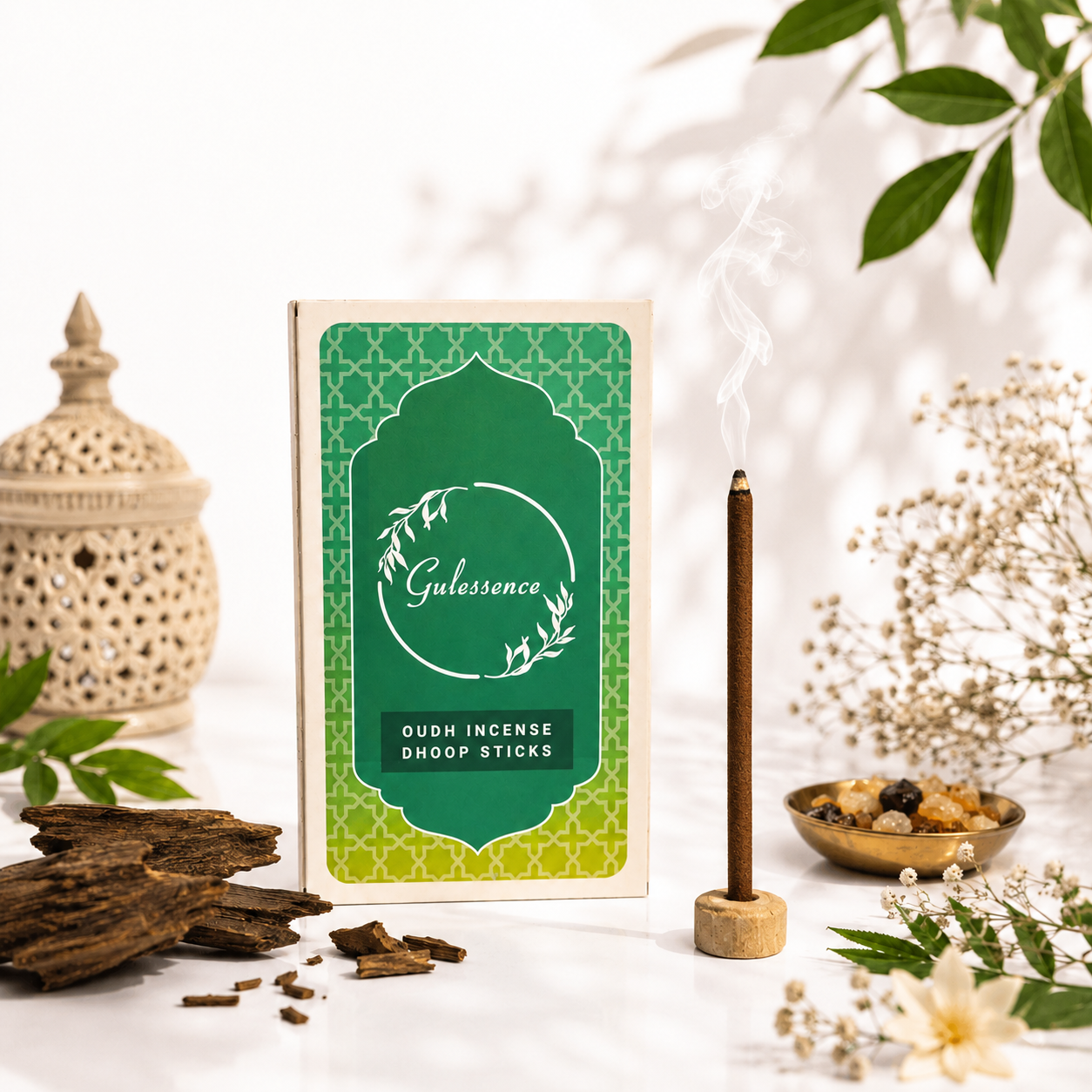 Gulessence Oudh Bambooless Dhoop Sticks made from natural ingredients with a long-lasting oudh fragrance