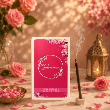 Gulessence Rose Bambooless Dhoop Sticks made from natural ingredients with a long-lasting rose fragrance