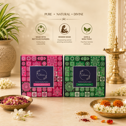 Gulessence Sambrani &amp; Guggal Havan Cups – Pack of 2 | 30 Cups | Cow Dung &amp; Temple Flowers