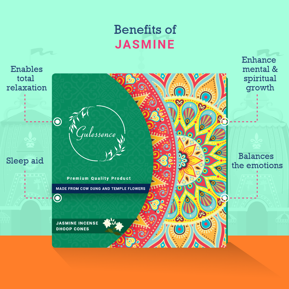 Jasmine Dhoop cones  - Made from Cowdung &amp; Temple Flowers | Combo Boxes | Gulessence - Gulessence