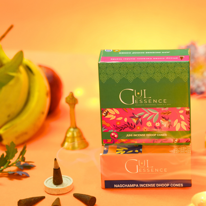 Juhi Dhoop Cones | Made from Temple Flower | Gulessence - Single Juhi dhoop cone made from recycled temple flowers, 1.5 inch sizeGulessence