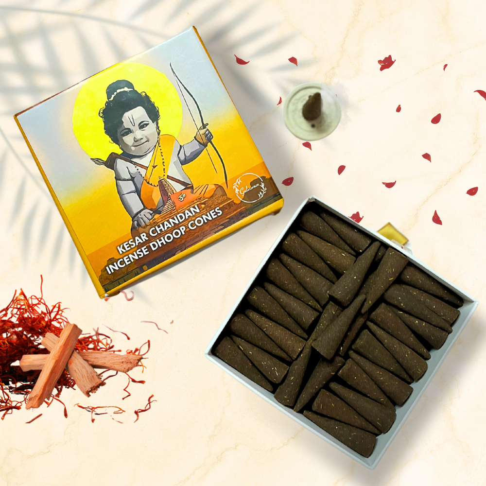 Kesar Chandan Dhoop Cones| Made from Cow Dung Gulessence - Gulessence