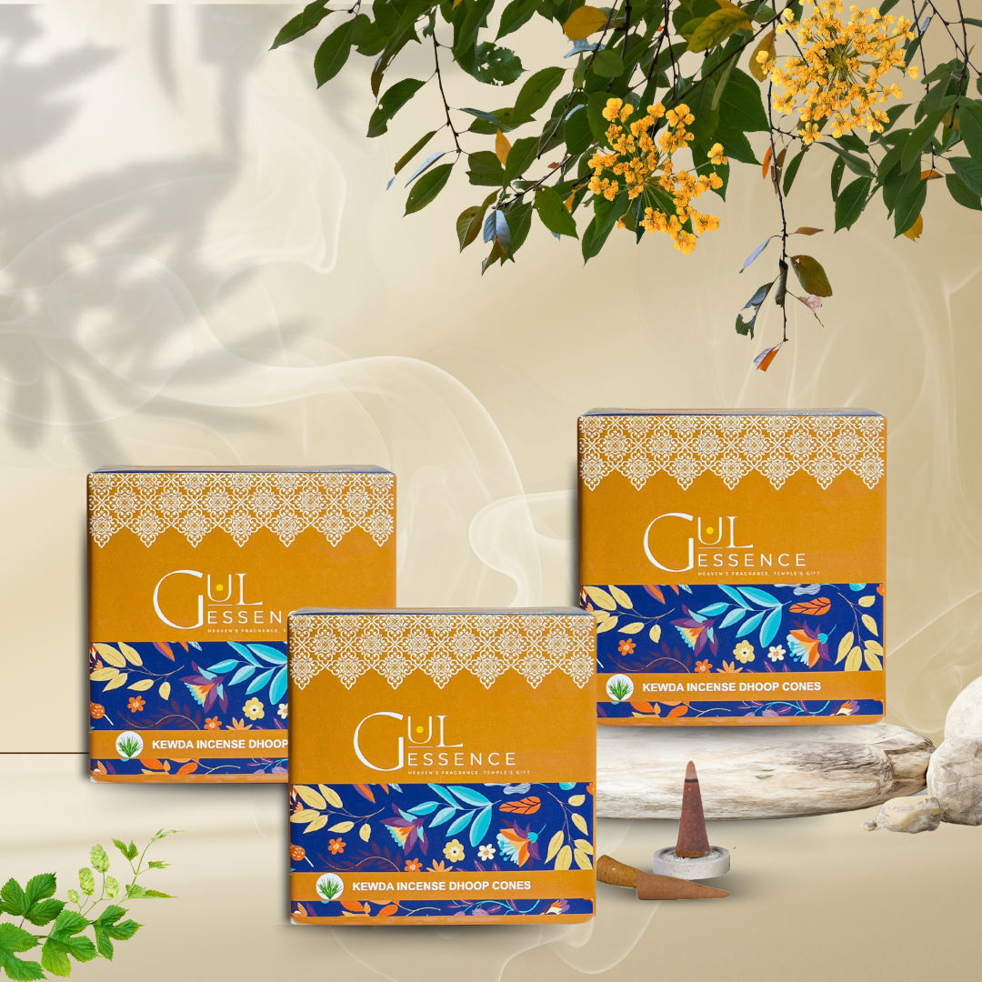 Kewda Dhoop Cones | Made from Temple Flower | Gulessence - Gulessence-Kewda dhoop cone used during daily puja at home mandir