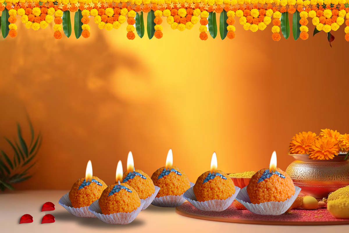 Aroma Motichoor Ladoo Candle set of 4 |Gulessence - Gulessence