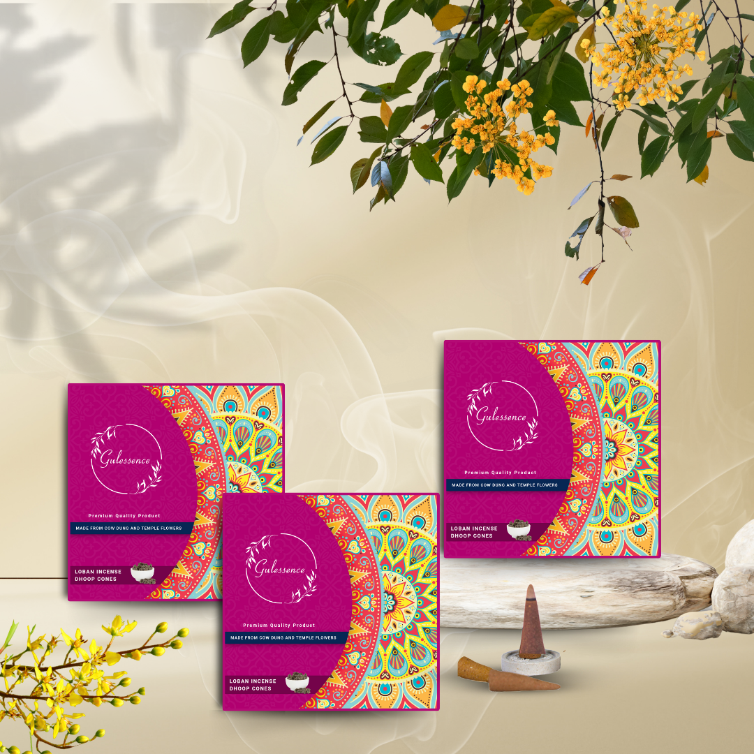 Loban Dhoop Cones | Made from Cow dung &amp; Temple Flower | Gulessence - Gulessence