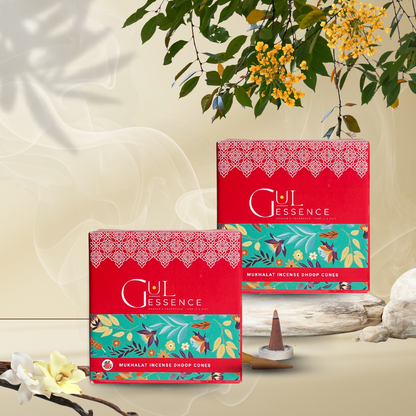 Mukhallat Dhoop Cones | Made from Temple Flower | Gulessence - Gulessence-Handmade dhoop cone texture showing temple flower and herb base