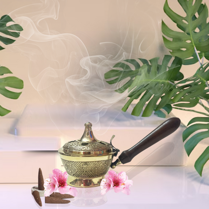 Gulessence Rose Dhoop Cones and Brass Dhooni Combo
