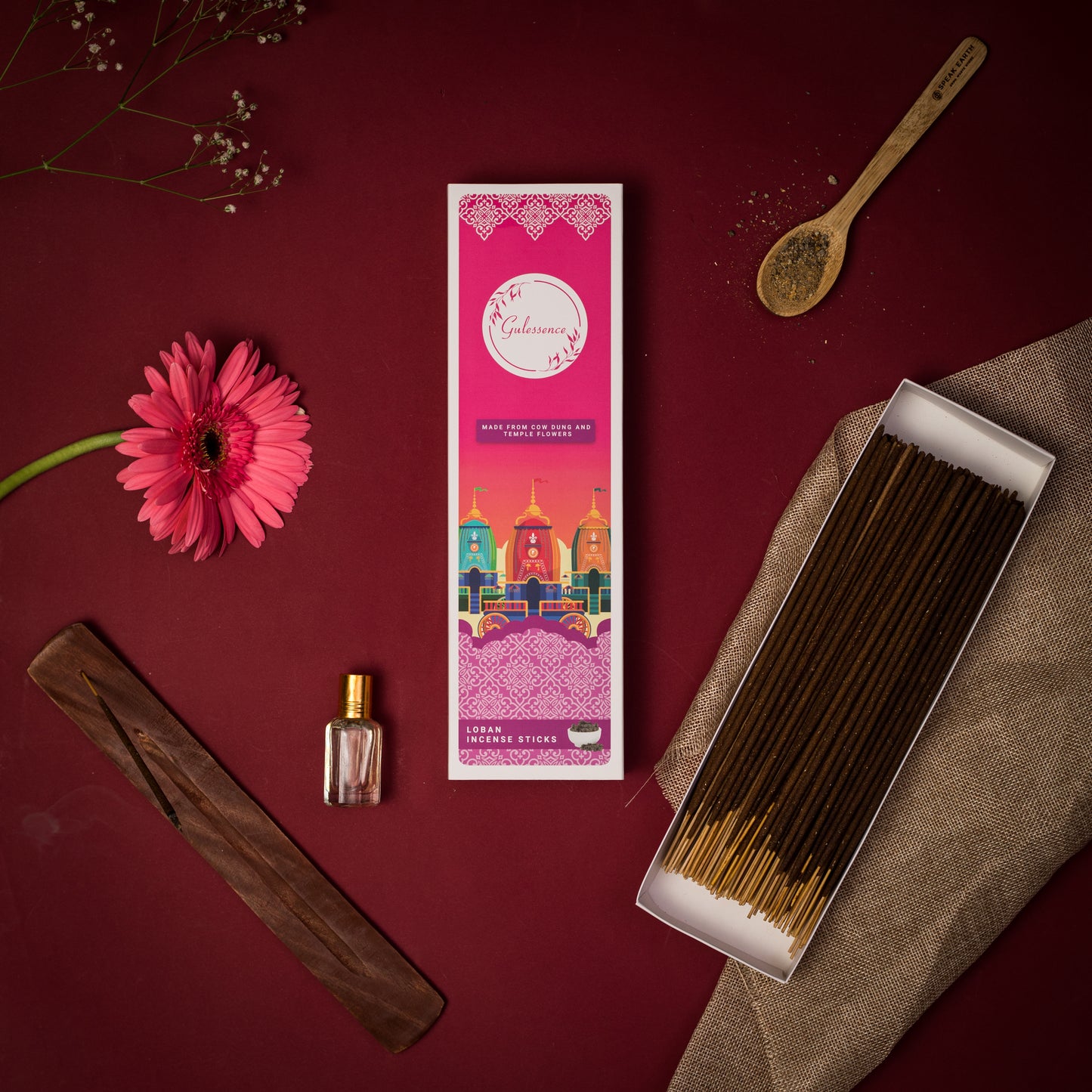 Loban & Sandalwood Incense sticks Petrichor - Made from Cowdung & Temple Flowers | Combo Boxes | Gulessence - Gulessence