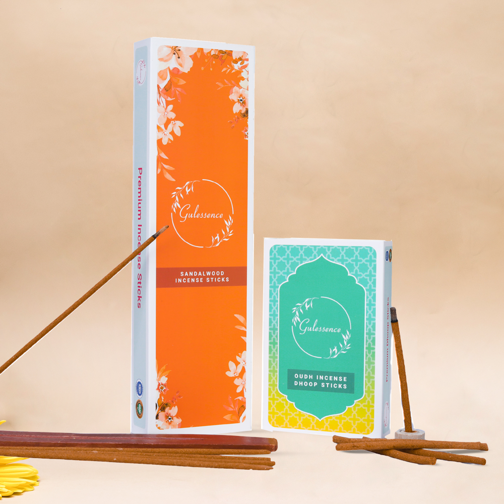 Sandalwood Incense stick &amp; Oudh Dhoop sticks Petrichor - Made from Temple Flowers | Combo Boxes | Gulessence - Gulessence