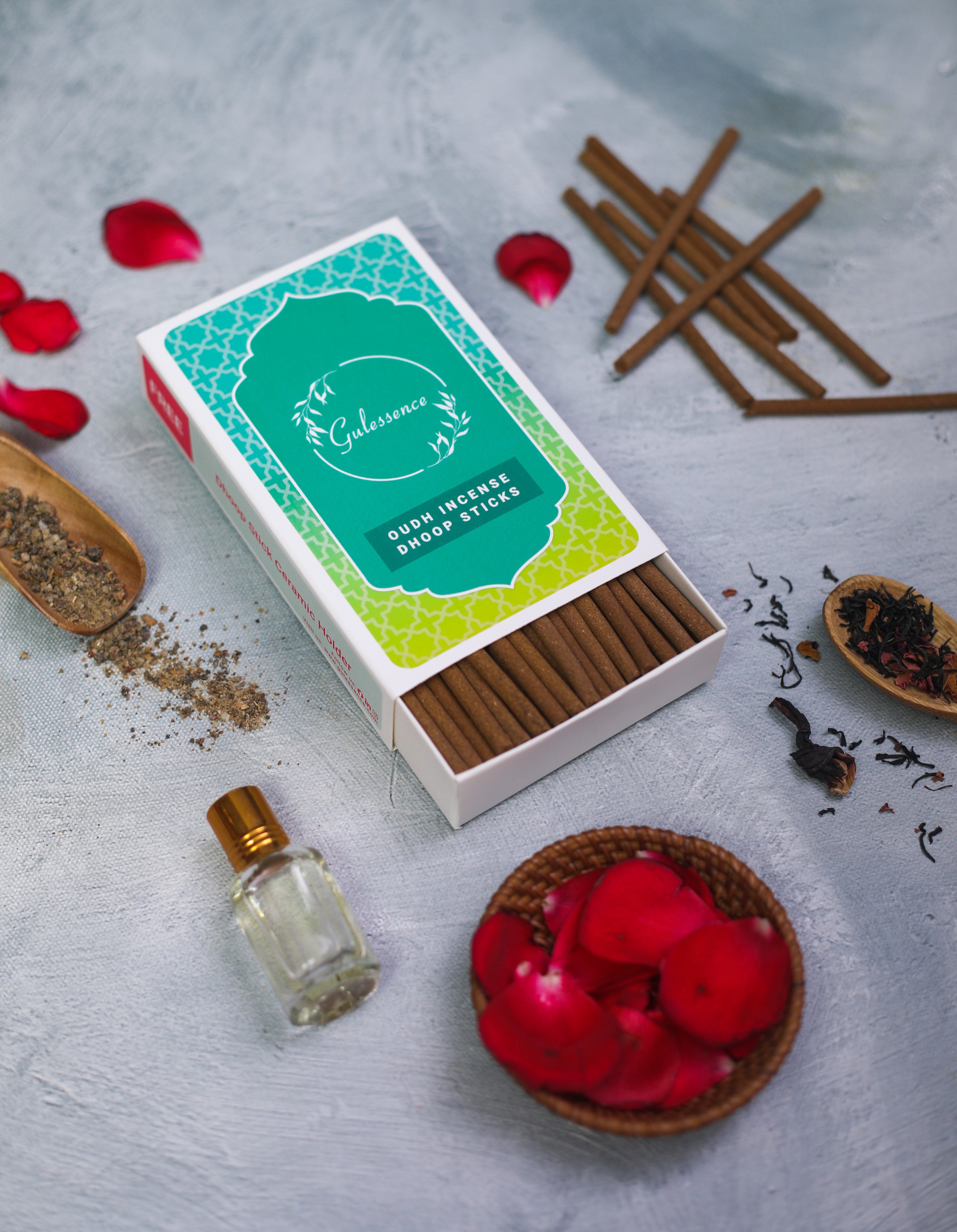 Sandalwood Incense stick &amp; Oudh Dhoop sticks Petrichor - Made from Temple Flowers | Combo Boxes | Gulessence - Gulessence