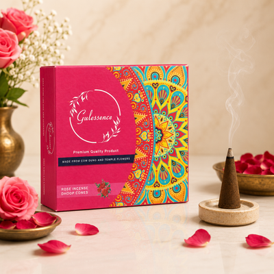 Rose Dhoop Cones Made from Cow dung & Temple Flower | Gulessence