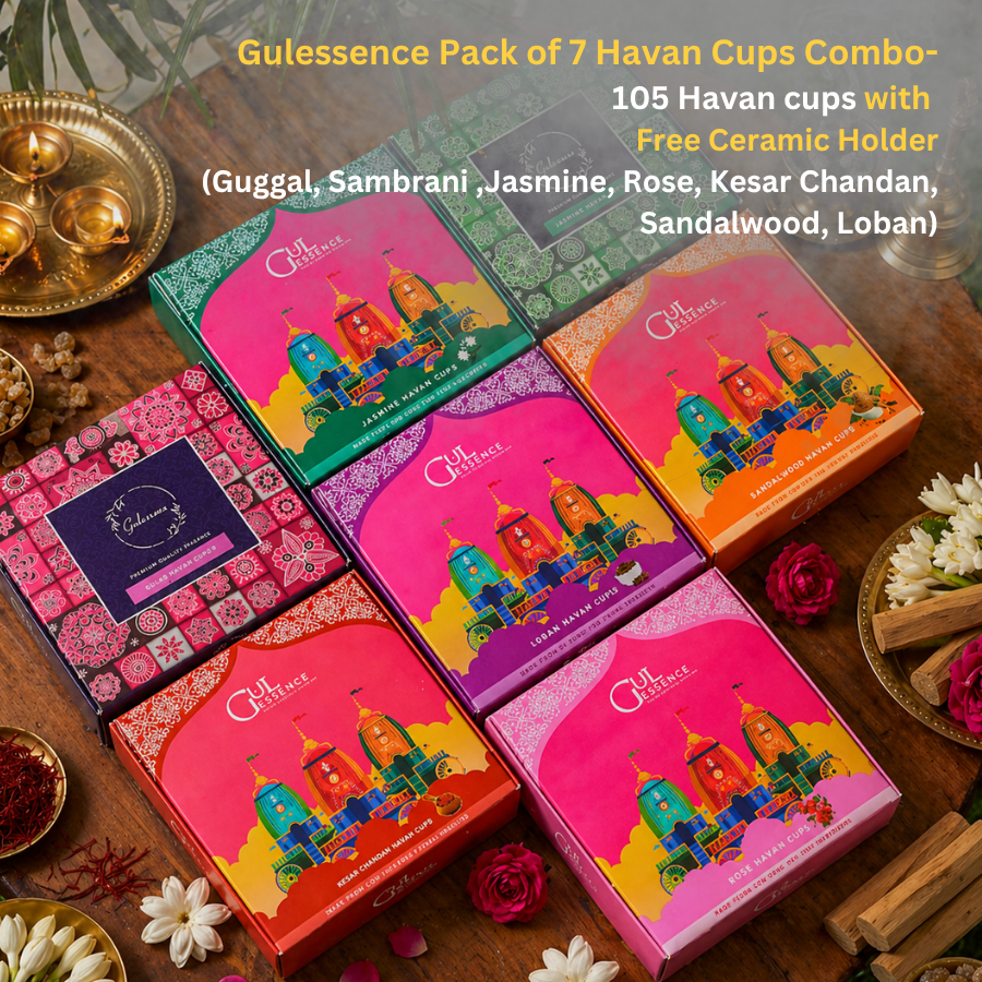 Gulessence Pack of 7 Havan Cups Combo with Free Ceramic Holder| Pack of 7 - Gulessence