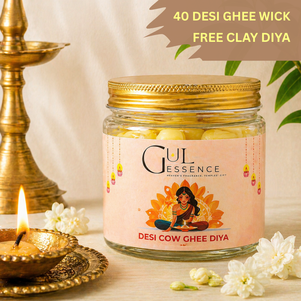 Desi Cow 40 Ghee Wick for Pooja | Gulessence - Gulessence