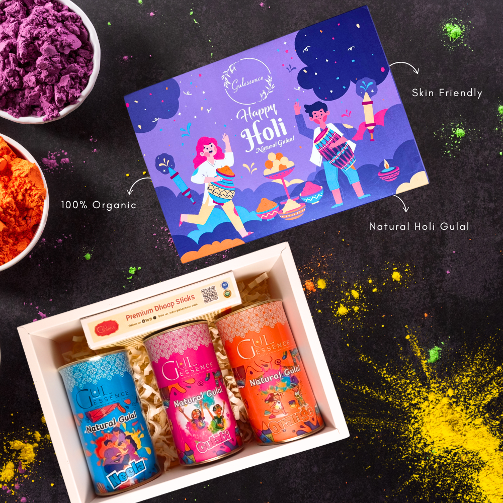 Natural Organic Holi Colours | Gulessence Holi Gift Box -2 - Gulessence