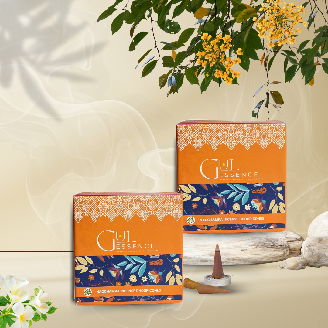 Nagchampa Dhoop Cones | Made from Temple Flower | Gulessence - Gulessence-pack of 2 dhoop cones