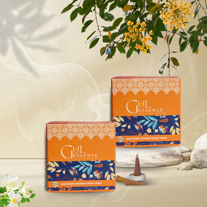 Nagchampa Dhoop Cones | Made from Temple Flower | Gulessence - Gulessence-pack of 2 dhoop cones